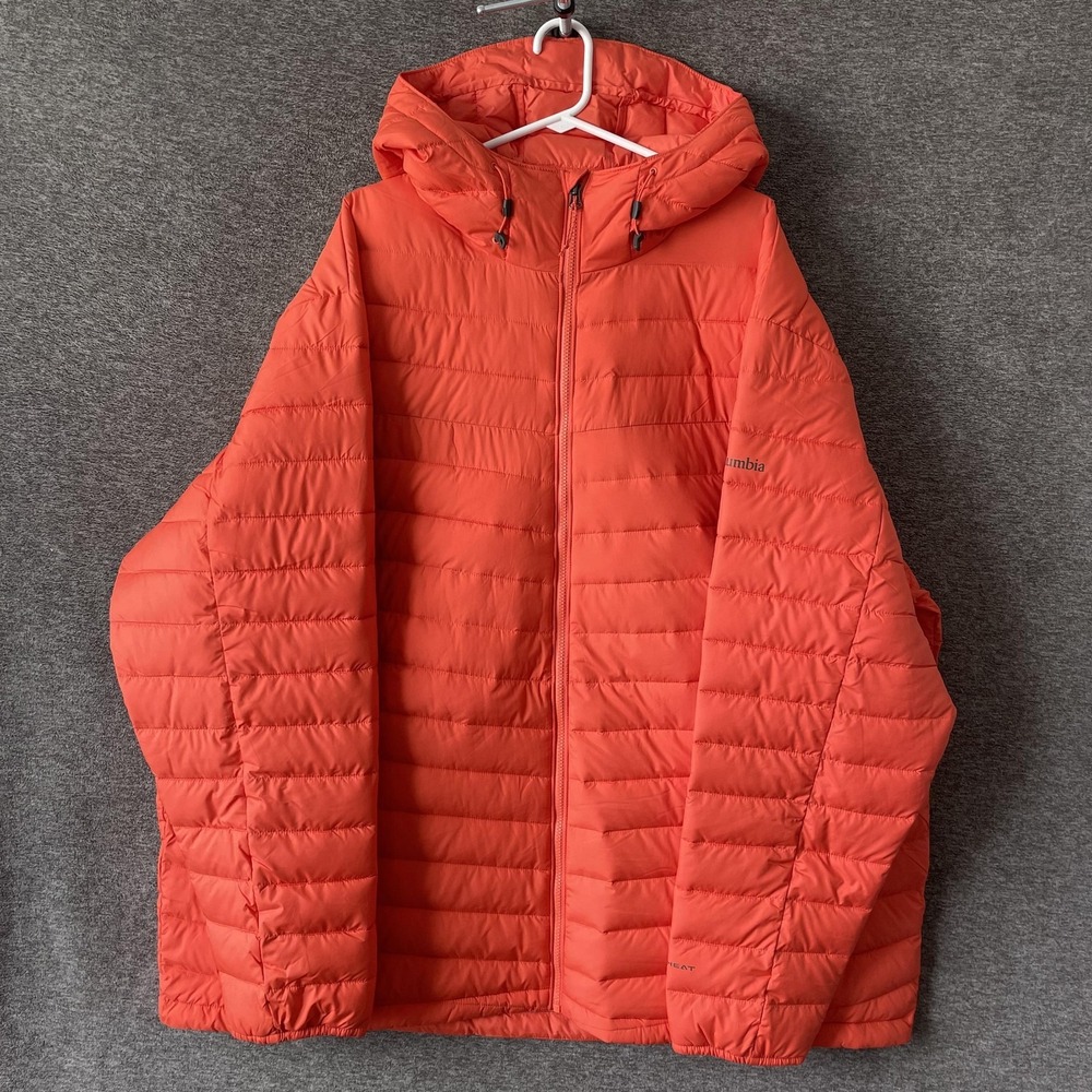 Columbia Jacket Womens 4X Orange Omni-Heat Hooded Puffer Insulated Full Zip